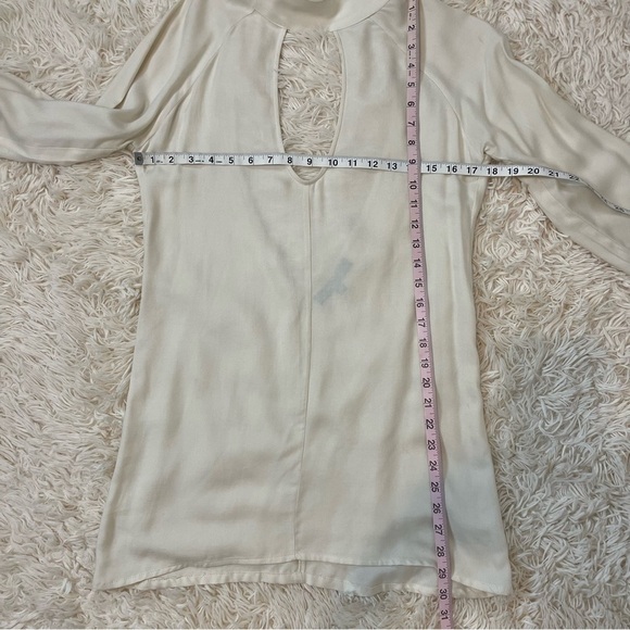 FOR LOVE & LEMONS Ivory Mini Dress Keyhole Plunge Open Back XS long sleeve rayon - Picture 7 of 8